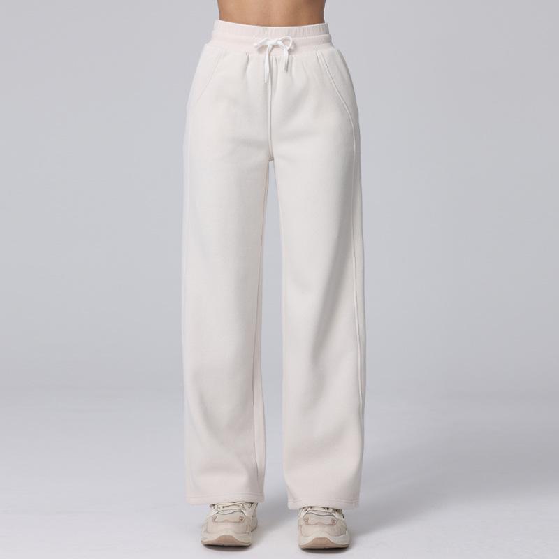 

Брюки для йоги с высокой посадкой и флисовой подкладкой - Женские универсальные прямые брюки для осенне-зимнего бега и повседневной носки XS белый