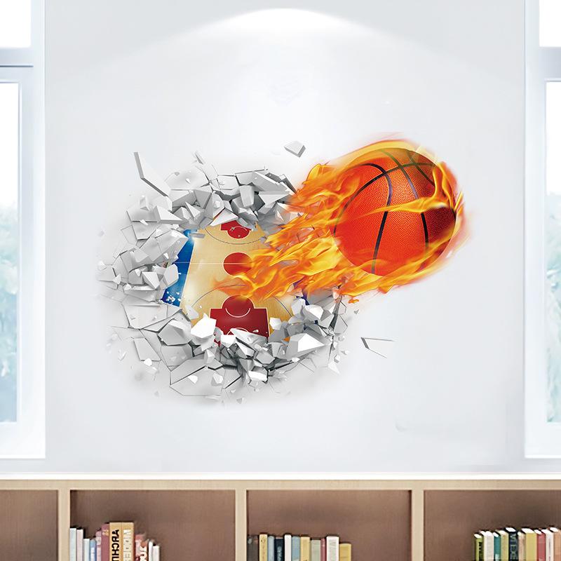 3D three-dimensional basketball wall sticker background wall sticker decoration sticker children's wall sticker car sticker creativity