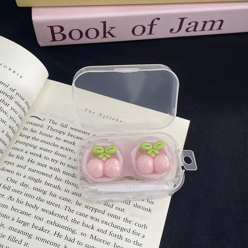 Mini Portable Cute Contact Lens Case Box Cute Fruit Style Lovely Cartoon Lenses Container Travel Set Gift Eyewear Accessories