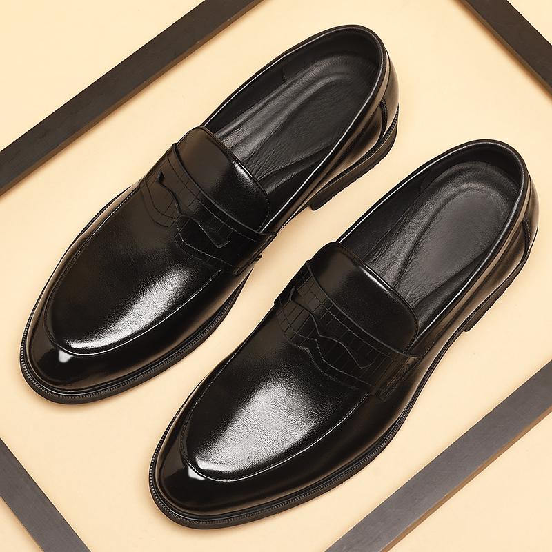 New Luxury Business Men's Cow Leather Shoes Breathable Rubber Sole Invisible Height Increasing Driving Shoes Summer Casual Shoes