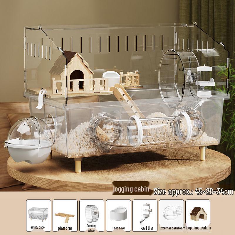 Luxury Acrylic Hamster Villa - Transparent Breeding Cage with Nest