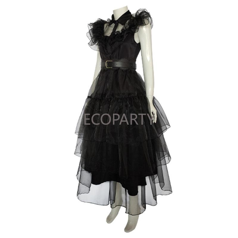 Wednesday Adams Cosplay Costume Adams Black Dress Adult Women's Dress Halloween Carnival Party Role Play Set In Stock Anime