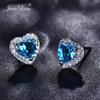 Luxury Female Black/Green/Red/Blue/White Stud Earring Fashion Small Opal Heart Earrings For Women Vintage Wedding