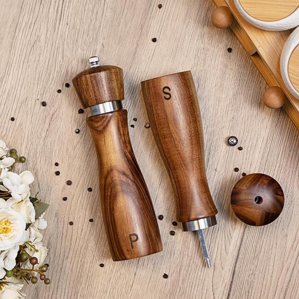 2pcs Manual Salt and Pepper Mill Ceramic Core Pepper Bottle Seasoning Tool Pepper Grinder  Cooking