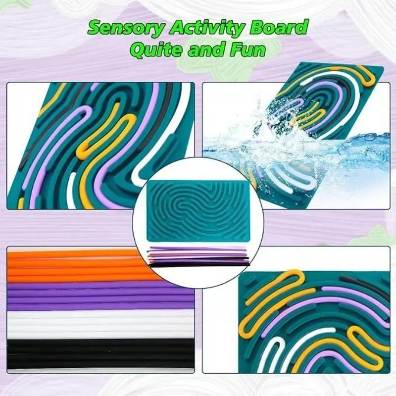 Hot Sensory Activity Board Fidget Toy Silicone 2 In1 Double-Sided Design For Idea Adhd Stress Relief Toy Portable With Strings