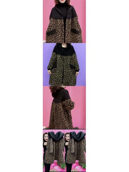 Plus Size Hooded Jacket for Middle-Aged Moms - 2025 Autumn/Winter, Fashionable, Plus Velvet, Stylish, Loose Fit, Thickened Coat