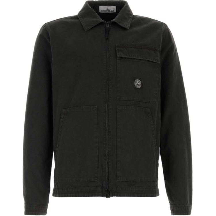 

Stone Island Logo Print Zip Collar Long Sleeve Jacket Men jackets Gray 811511501-V0162 XL