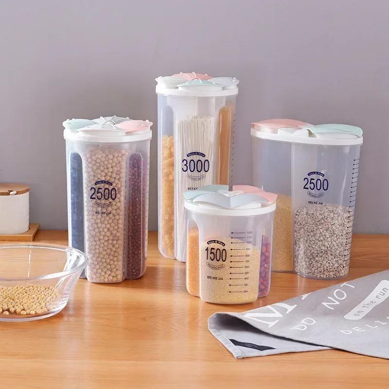 Küchenaufbewahrungsbox Transparent Mehrkorn-Aufbewahrungsbehälter Spaghetti Müsli Separater Spender Organizer Behälter Küchenhelfer