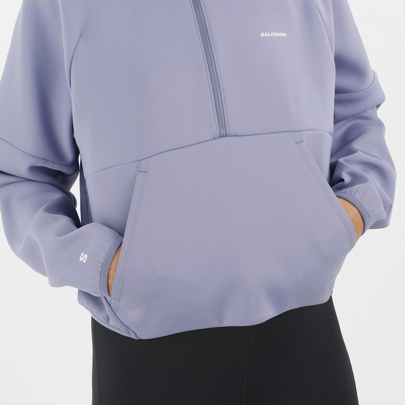 Salomon Shkout Hz Crop Sweater Women Sweater Granite-Blue C24181