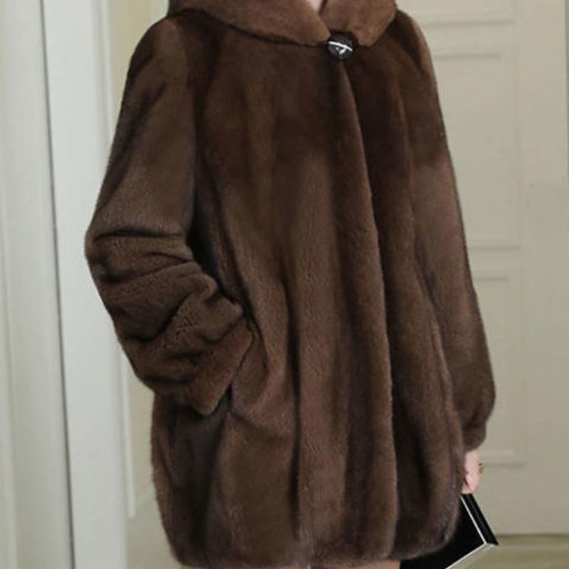 Hooded imitation fur jacket imitation mink velvet women's imitation mink coat winter new thickened warm cotton coat fashion women