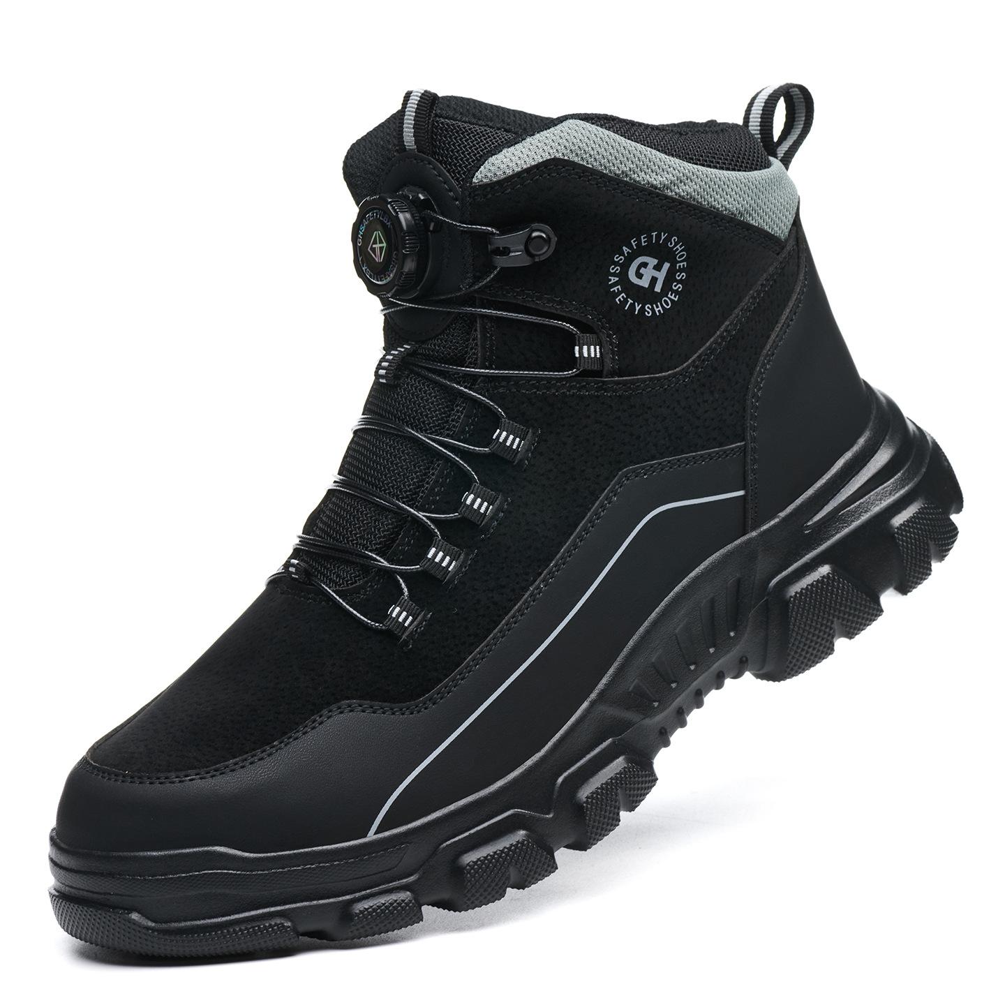 

rotating button safety shoes with steel toe cap anti smash anti puncture winter lightweight safety shoes men ankle safety boots 39