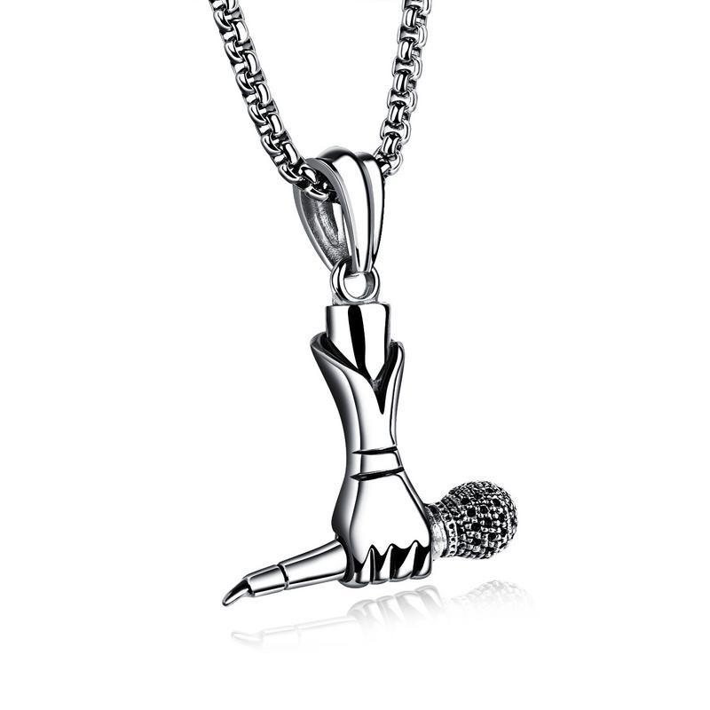 New Jewelry Creative Male and Female Singers Holding Microphone Microphone Necklace Rock Hip Hop Necklace