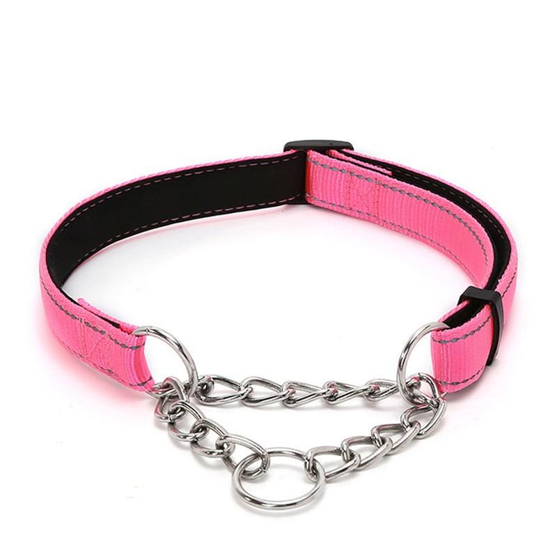 Coleira Martingale de Corrente de Aço Inoxidável Ajustável para Cães Corrente para Cães Tecido de Nylon Refletivo Coleiras para Animais de Estimação para Cães Pequenos Médios Grandes
