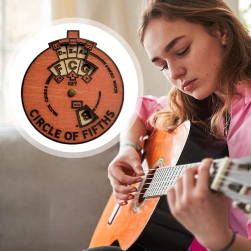 Circle of Fifths Wheel, Music Theory Learning Tool, Wooden Chord Wheel, Melody, Wooden Guitar Chord Chart, Guitar Chart, Theory Plate Learning, Series