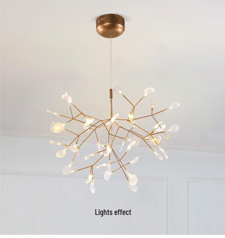 Nordic Minimalist Firefly Branch Chandelier for Restaurant, Hotel, and Villa