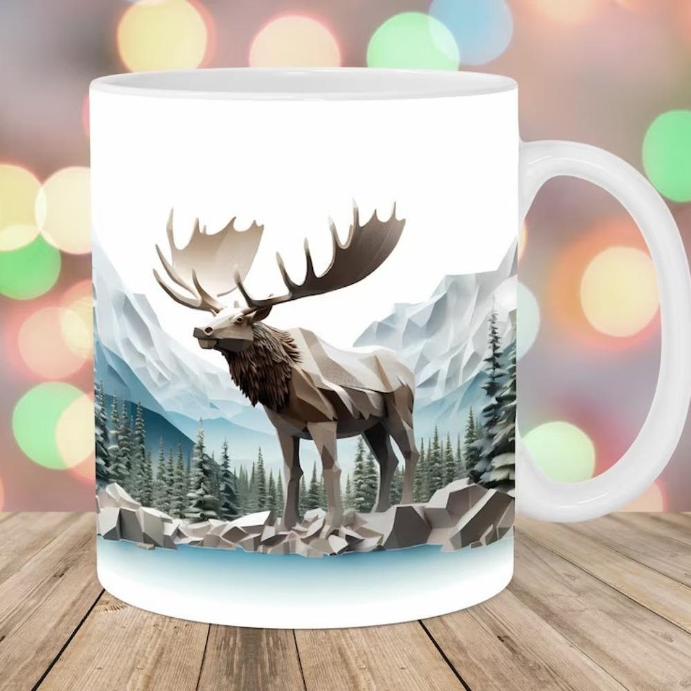 Moose Elk Ceramic Coffee Mark Cup Tea Cup New Year Christmas