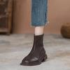 Retro British style women's 2026 autumn new low heel round toe soft leather super popular versatile Chelsea boots