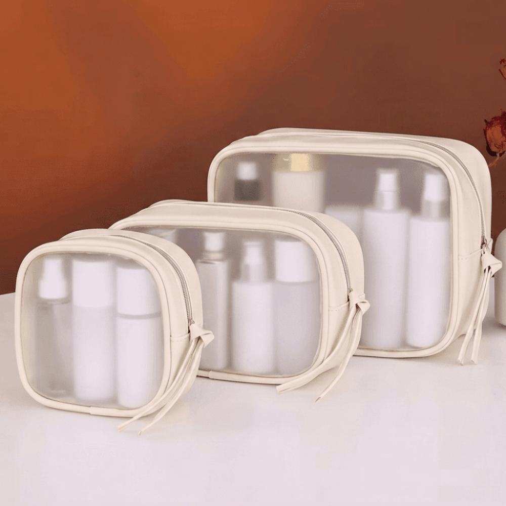 Zipper Makeup Storage Bag PU Toiletry Organizer Simple Transparent Cosmetic Bag  Ladies