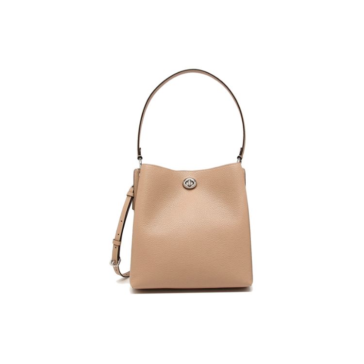 Coach Charlie 26 Solid Morandi Color Series Knob Leather Bucket Bag Crossbody Shoulder Bag Medium Women Bags Oatmeal 55200-LHTAU