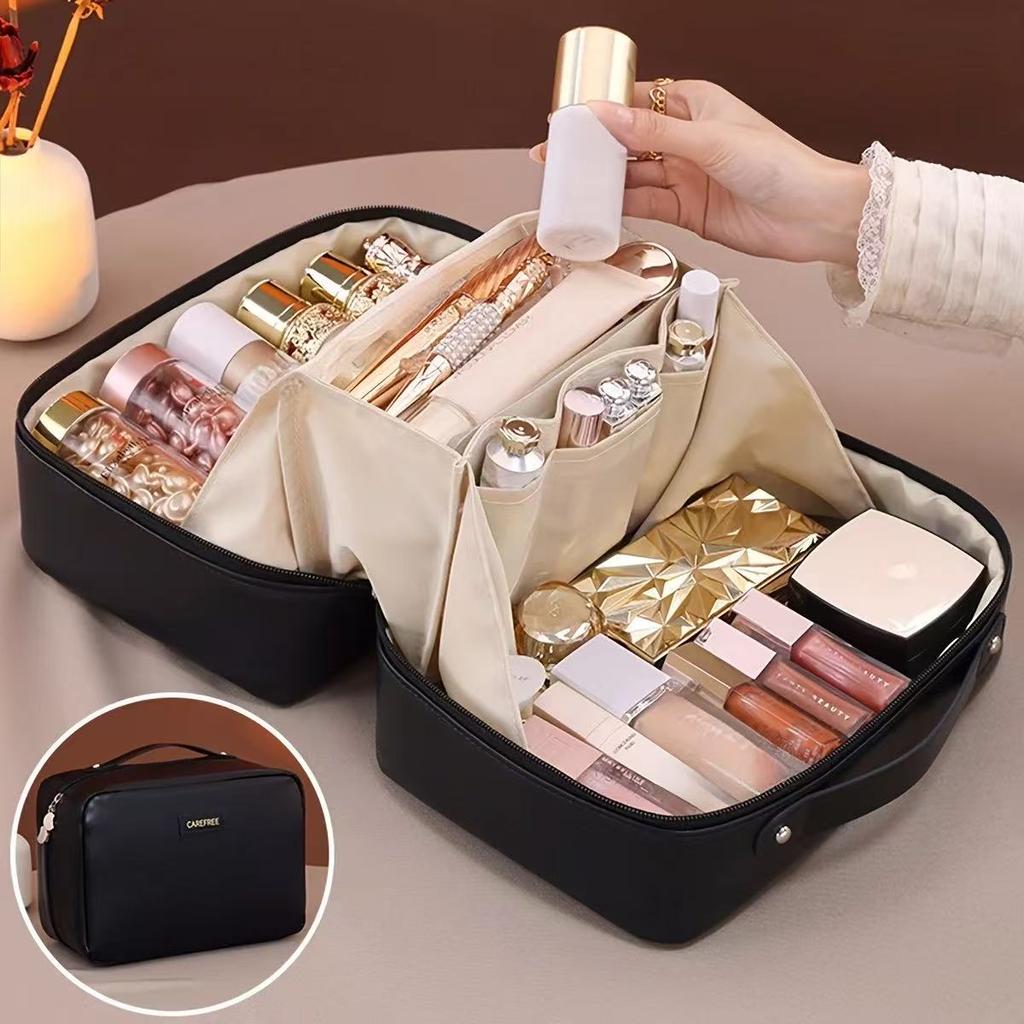 PU Flame Makeup Bag, Beauty Makeup Storage Bag, Double Zipper Makeup Brush Bag, Business Travel Toiletries Sorting Bag