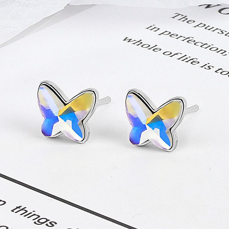 Simple Butterfly Sapphire Stud Earrings For Women Summer Fashion Jewelry Elegant Dangle Earrings Gift
