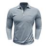 Spring Trend Men's Long Sleeve Casual Polo Shirts Solid Lapel Button Up Pullover Tops Autumn Turn Down Collar Polos