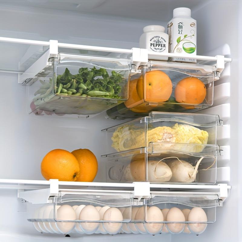 1/2 Adjustable Plastic Fridge Drawer Organizer - Clear Pull-Out Shelf for Storing Fruit Vegetables Seafoodridge Storage Box