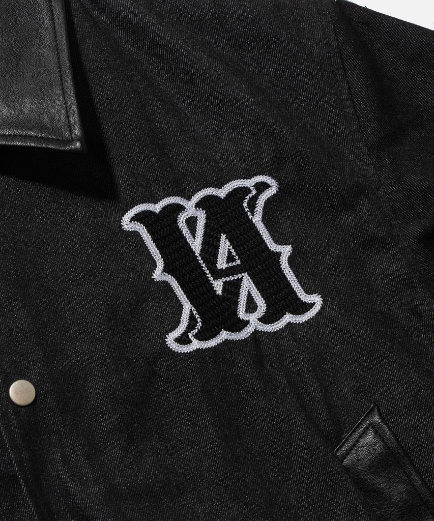 Vastic Leather Collar Logo Varsity Jacket_Black