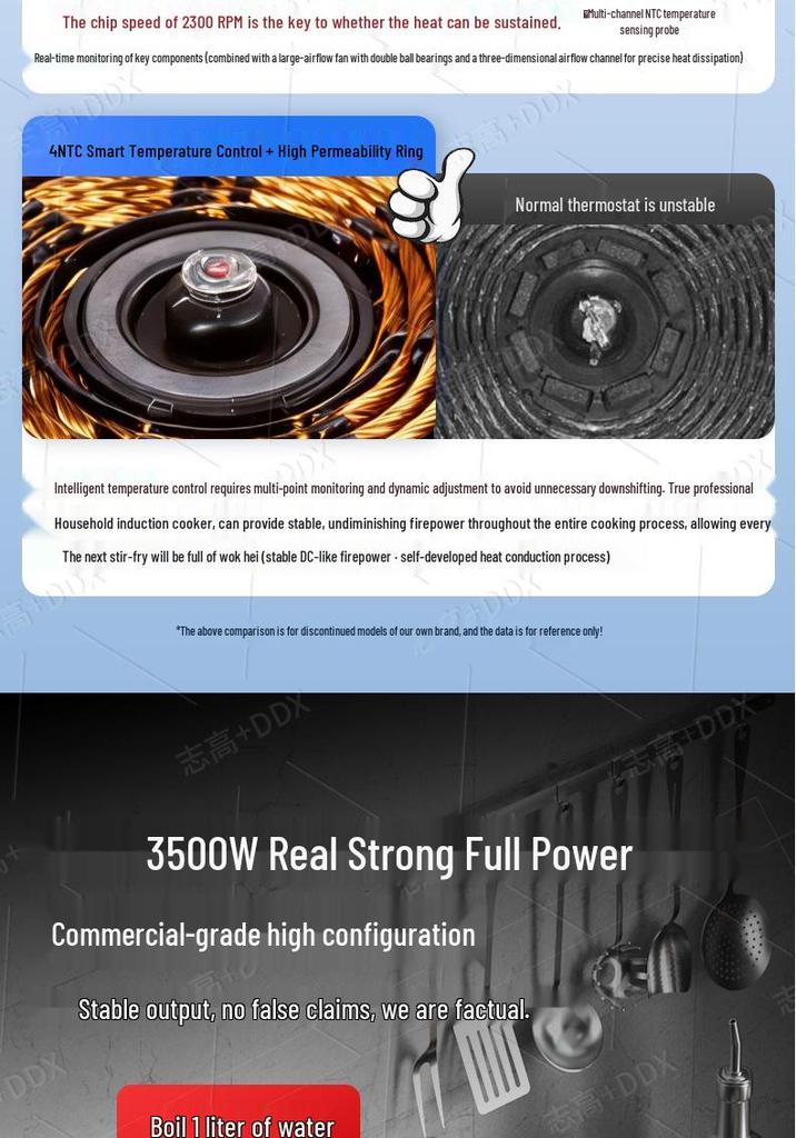 Zhigao 3500W Commercial Induction Cooker - High Power Stir-fry Model for Home and Restaurant Use