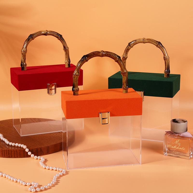 Cutie Cadou Elegantă din Acril Bambus: Ambalaj portabil creativ pentru cadouri de afaceri și de ziua de naștere