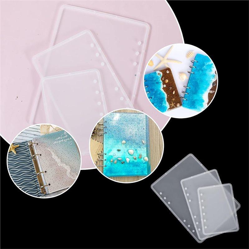 Binder Hole Silicone Resin Notebook Cover Mold Set-3 Sizes A5, A6, A7 For DIY Crafts