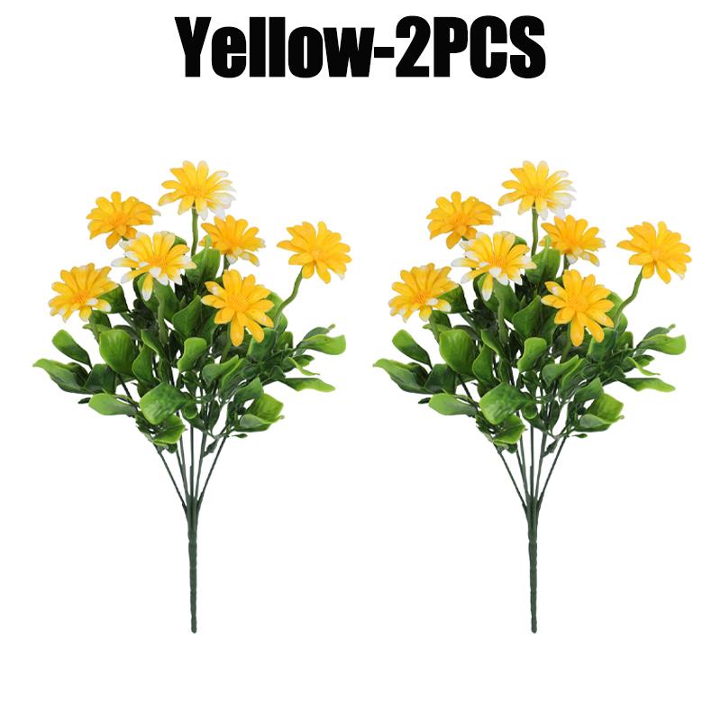 2/4/8PCS Artificial Chrysanthemum Daisy Flowers Plastic Simulation Plants Decorative Ornament for Outdoor Home Garden Display