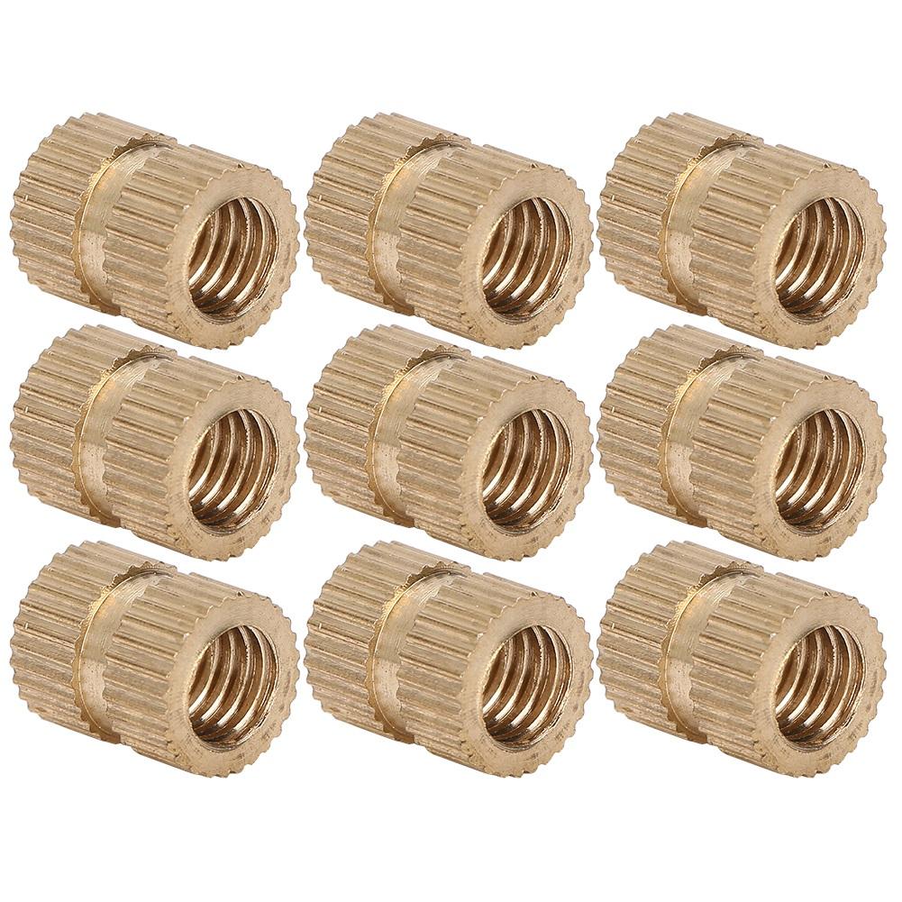 100Pcs Knurl Insert Nut Brass Double Pass Embedded Fastener HandMade Accessories M6x10x8