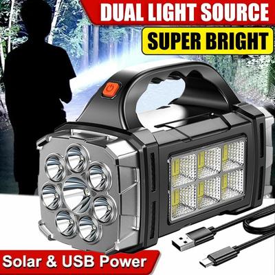 Super výkonný duální zdroj světla Solární lampa USB dobíjecí přenosná lampa Vodotěsná Venkovní nouzový zdroj světla