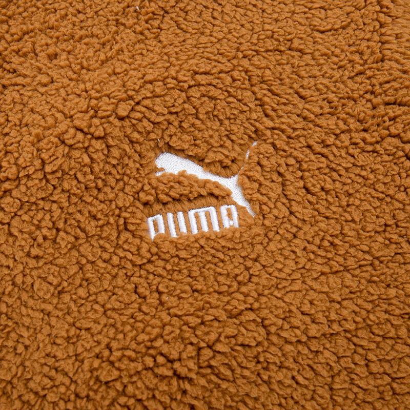 Puma Classics Sherpa Jacket Solid Color Fleece Logo Sports Casual Stand Collar Lamb Fleece Jacket Men Jacket Beige 537699-74