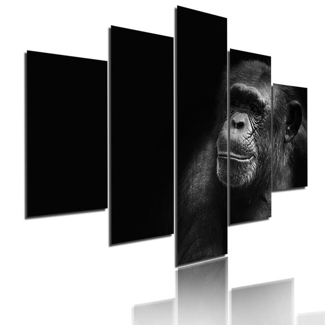 Minimalist Animals Poster Lion Leopard Orangutan And Elephant Canvas Painting 5 Pieces Modular Picture Print Wall Art Home Decor