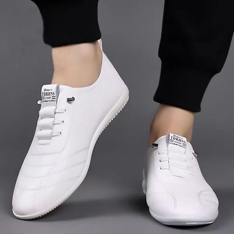 Herrenschuhe Sommer neu atmungsaktiv Fahren lässig Lederschuhe Herren weiße Schuhe modisch vielseitig Einschlupf-Lederschuhe