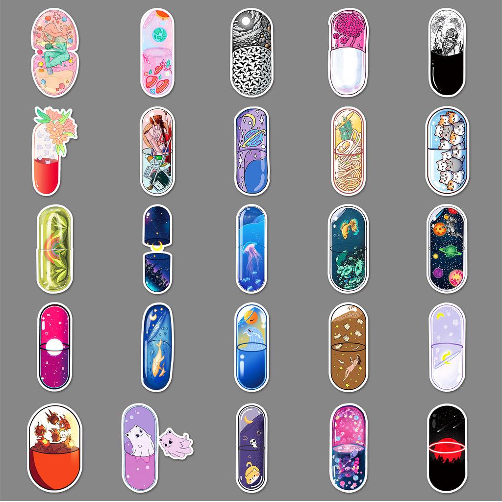 50 Capsule World Graffiti Stickers Personalized Creative Trend Decoration Mobile Phone Case Suitcase Skateboard Stickers