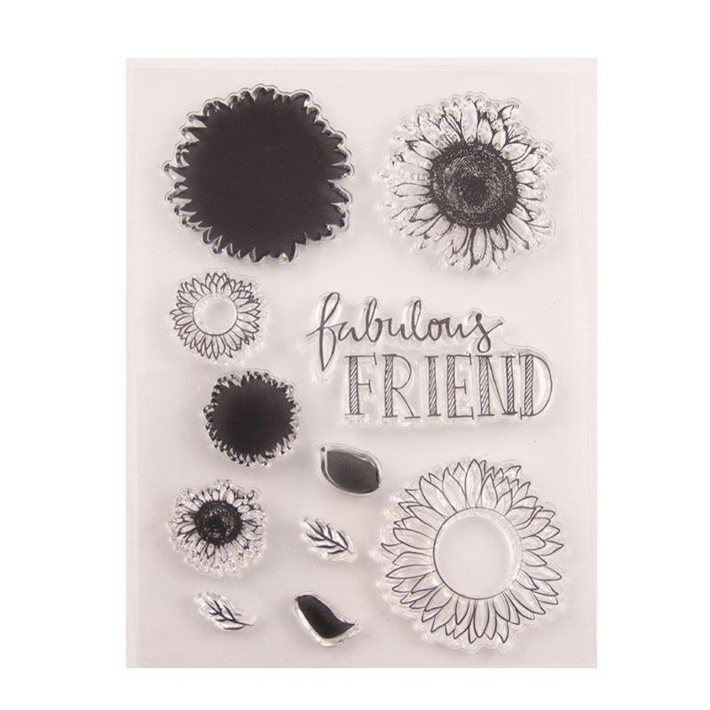 Buy Sunflower Silicone Clear Seal Stamp DIY Scrapbooking Embossing ...