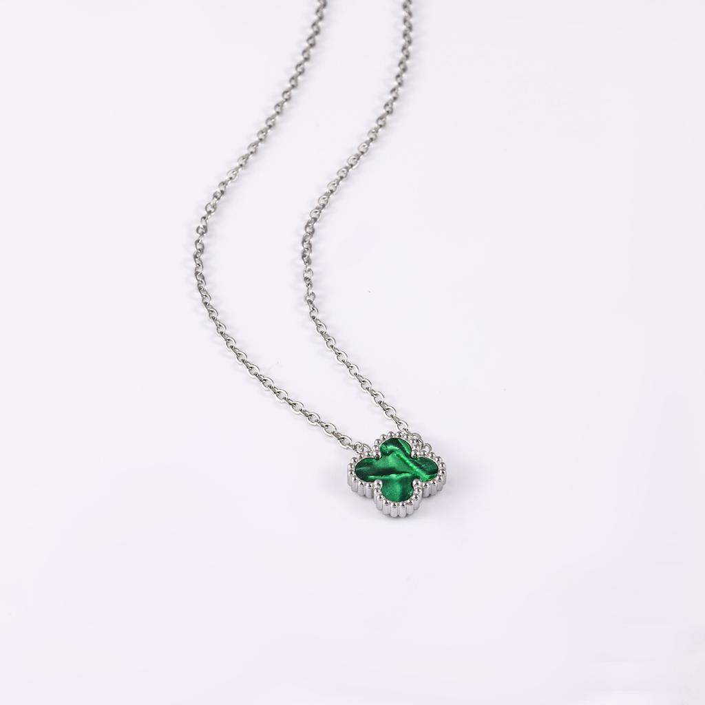 Non-fading High-quality Jewelry Double-sided Four-leaf Clover Necklace Women's Live Broadcast Hot-selling Titanium Steel Collarbone Chain