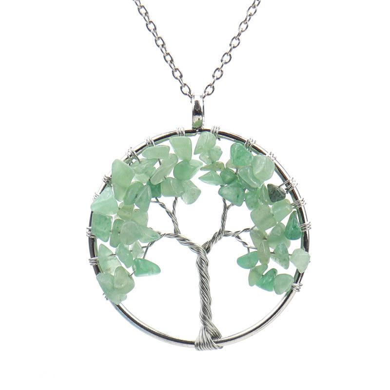 Silk-Wound Natural Gravel Crystal Tree Of Life, Colorful Natural Stone Fortune Tree Necklace Direct Sales N58
