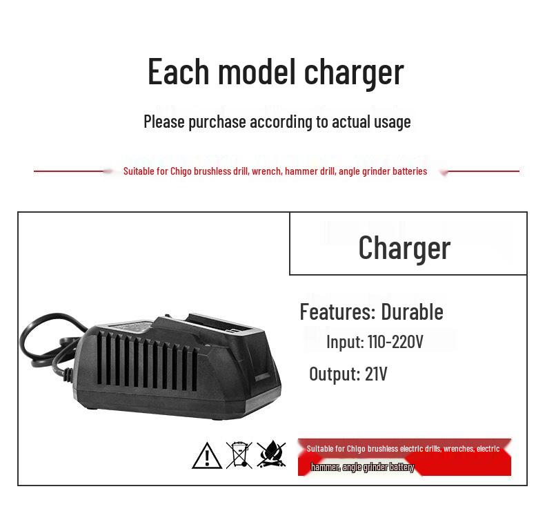 Dayi Tools: Universal Lithium Battery Pack with Drill, Electric Wrench, Hammer, Angle Grinder, and Charger Accessories.