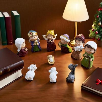Krippenfiguren Weihnachtsfigur Ornament Geburt Jesu Skulptur für Schreibtisch Nachttisch Bücherregal Bücherregal Fenster