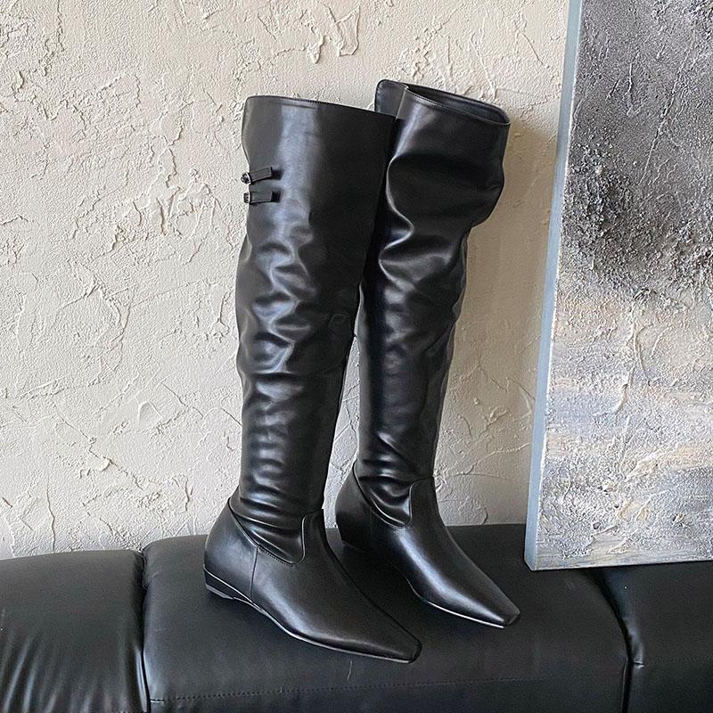 

Мода Мода Остроносые Женские Сапоги до Колена Женская Обувь Слипоны Женские Современные Длинные Сапоги с Обувью на Высокой Подошве леди 35 чёрный