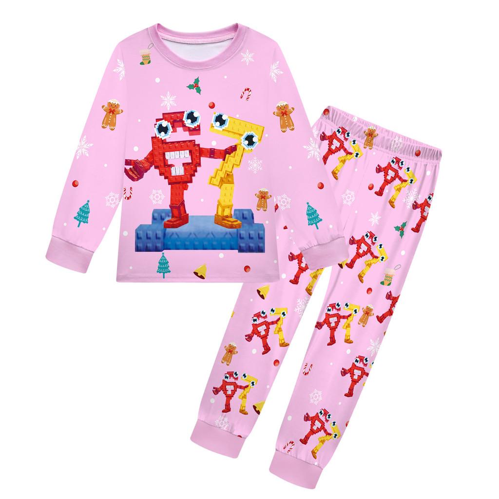 19703 Kinder Jungen Mädchen Steal a Brainrot 67 Six Seven Print Langarm T-Shirt Hose Pyjama Nachtwäsche Sets