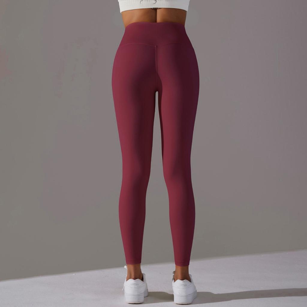 Women's Casual, Sexy And Comfortable Color Tight High-waist Elastic Sports Fitness Nine-point Yoga Pants