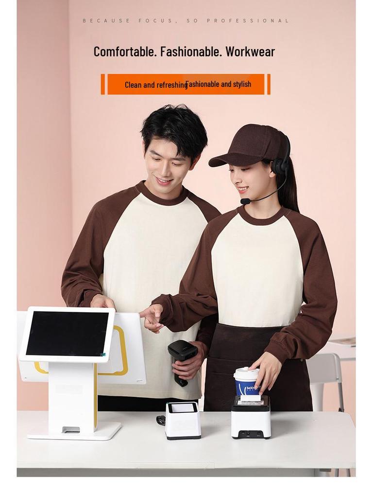 Pure Cotton Long Sleeve Staff Uniform Sweatshirt for School and Catering Services