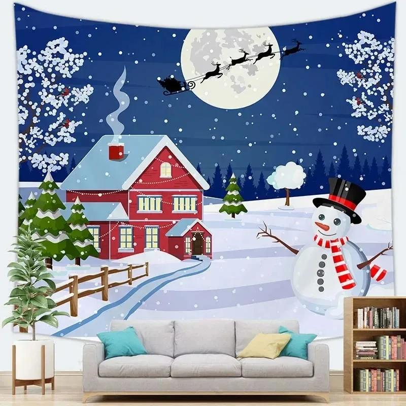 Рождественская тема Снежная сцена Гобелен Гостиная Диван Домашний декор Гобелен 100x75cm — фото 10