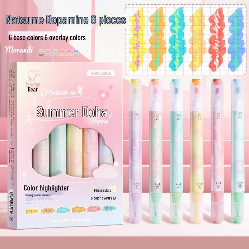 

Хайлайтер Kaba Bear с двумя наконечниками для студентов - Большая емкость, маркер для наслаивания и затенения Chisel Tip