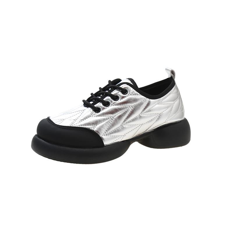 

Европейский и американский дизайн Sense Single Shoe 2024 осень толстая подошва дизайн повседневная женская обувь универсальная вулканизированная обувь 40 серебряный